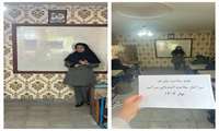 جلسه آموزشی با موضوع تغذیه سالم و مکمل یاری در مدارس شهر جدید مهستان با حضور دانش آموزان دختر متوسطه اول در مدرسه متوسطه اول طلوع شهر 
